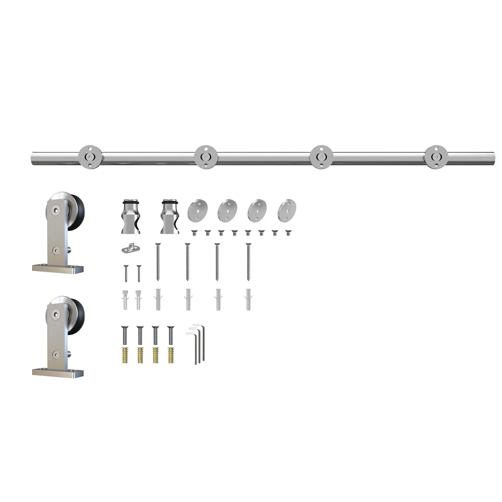 Rustfri stål skinne til skydedør inkl. tilbehør - 200 CM - max 100kg
