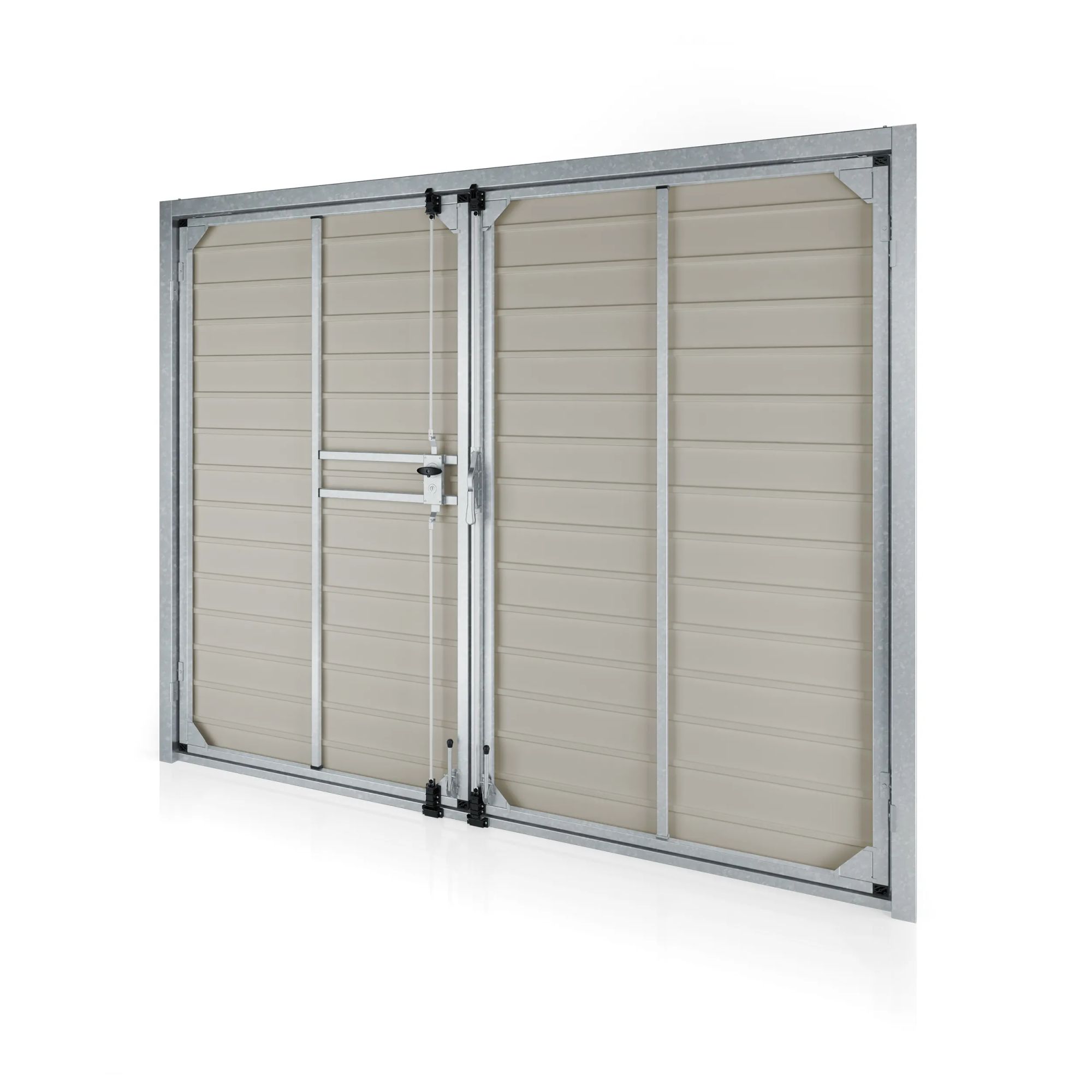 Dobbelt garagedør i stål, Vandrette spor, (design selv)