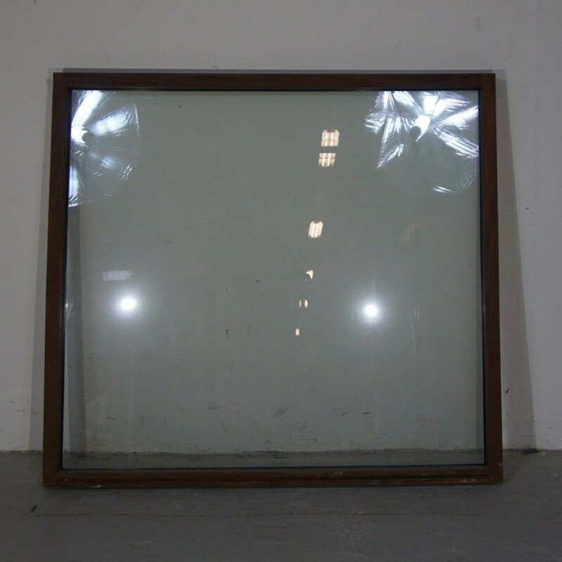Fast vindue , 2-Lags glas, Træ, Mahogni 141 X 128