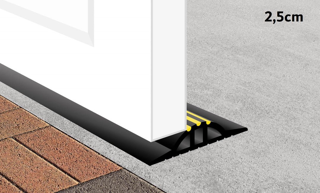Regnvandsstop til garageport – 25 mm høj – 5,56 meter sæt inkl. 2 stk. lim