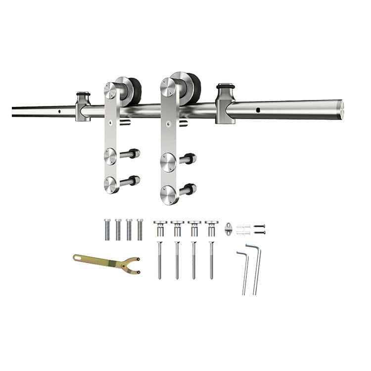 Rustfri stål skinne til Skydedør inkl. tilbehør - 200 CM - max 100kg